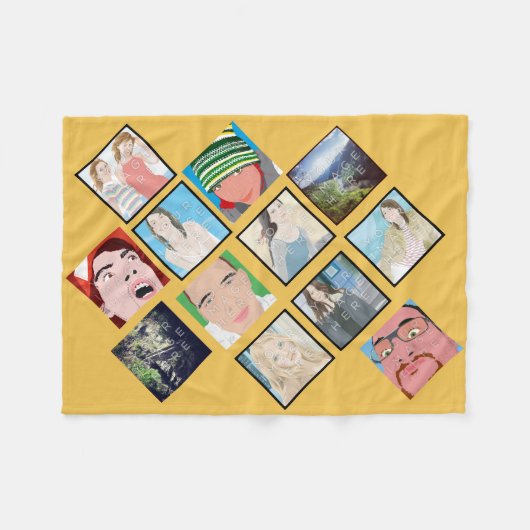 Instagram Mosaic Photo Yellow Fleece Blanket Deken (Voorkant (Horizontaal))