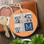 Instagram Oranje en Navy Instagram Photo Collage M Sleutelhanger<br><div class="desc">Levendige sinaasappels en donkerblauw - Gebruik 3 vierkante foto's om een uniek en persoonlijk cadeau te creëer. Of je kunt de hipster puppy houden en een trendy keepslag maken. Als u de afbeeldingen moet aanpassen,  klik op het aanpassingshulpmiddel om veranderingen aan te brengen.</div>