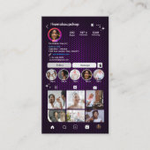 Instagram Paarse honingraat QR-code Social Media Visitekaartje (Voorkant)