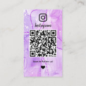 Instagram Paarse marmeren QR-code Social Media Visitekaartje (Achterkant)