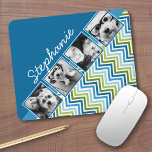 Instagram Photo Collage Colorful Chevrons Muismat<br><div class="desc">Een geweldige manier om je vierkante foto's weer te geven van je online account. Het ontwerp van een leuke zigzag-band markeert de foto's.</div>