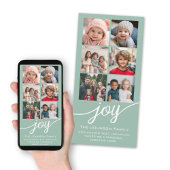 Instagram Photo Collage - Joy Mint Green Feestdagenkaart