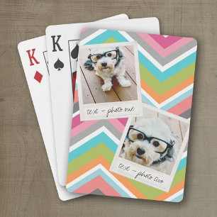 Instagram Photo Collage met kleurrijke Chevrons Pokerkaarten