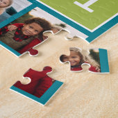 Instagram Photo Collage Monogram - Blauw en Limoen Legpuzzel (Zijkant)