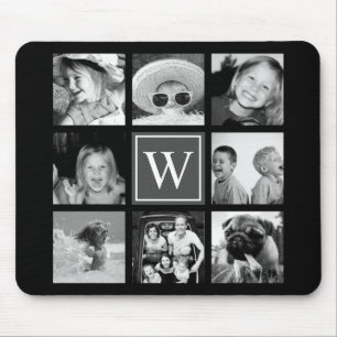 Instagram Photo Collage Monogram zwart-wit Muismat