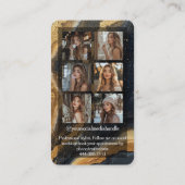 Instagram Photo Collage Social Media Black Gold Visitekaartje (Achterkant)