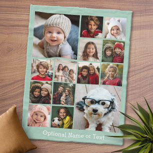 Instagram Photo Collage - tot 14 foto's Mint Fleece Deken