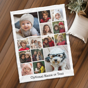 Instagram Photo Collage - tot 14 foto's White Fleece Deken