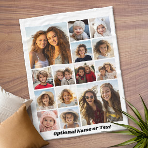 Instagram Photo Collage - tot 14 foto's White Fleece Deken