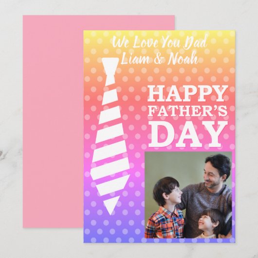 Instagram Photo Stropdas Funky Stippen Fathers Day Kaart (Voorkant / Achterkant)