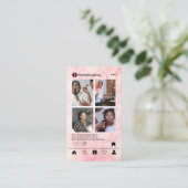 Instagram POST Visagist Roze Marmer QR Code Visitekaartje (Staand voorkant)