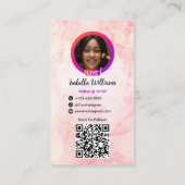 Instagram POST Visagist Roze Marmer QR Code Visitekaartje (Achterkant)