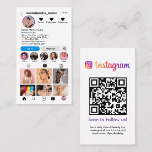 Instagram profiel fotorooster Volg me QR-code Visitekaartje