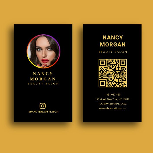 Instagram Profielfoto QR-code Zwart en Goud Visitekaartje