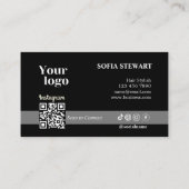 Instagram QR-code Modern vet zwart-wit Visitekaartje (Achterkant)