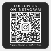 Instagram QR Code Promotie Zwart Vierkante Sticker (Voorkant)