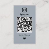 Instagram QR-code social media stoffig blauw Visitekaartje (Achterkant)
