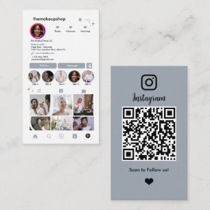 Instagram QR-code social media stoffig blauw Visitekaartje