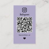 Instagram QR Code Sociale Media Lavendel Visitekaartje (Achterkant)