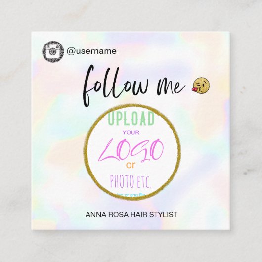 *~* INSTAGRAM QR Code - Sociale Media LOGO Vierkante Visitekaartje (Voorkant)