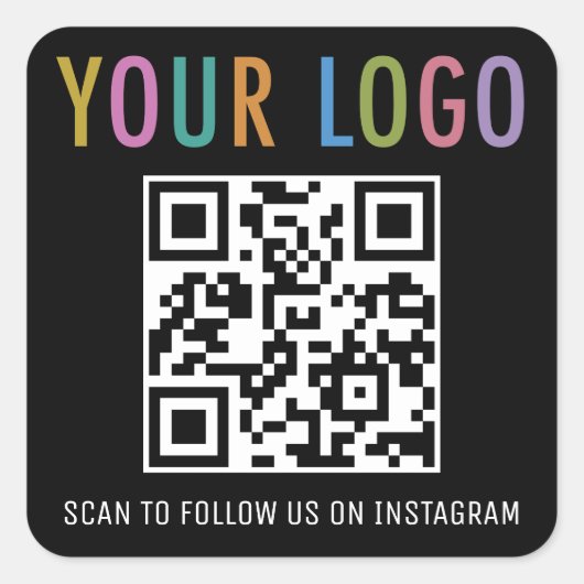 Instagram QR Code Stickers met Logo Black Square (Voorkant)