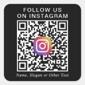 Instagram QR-code Zwart Vierkante Sticker (Voorkant)