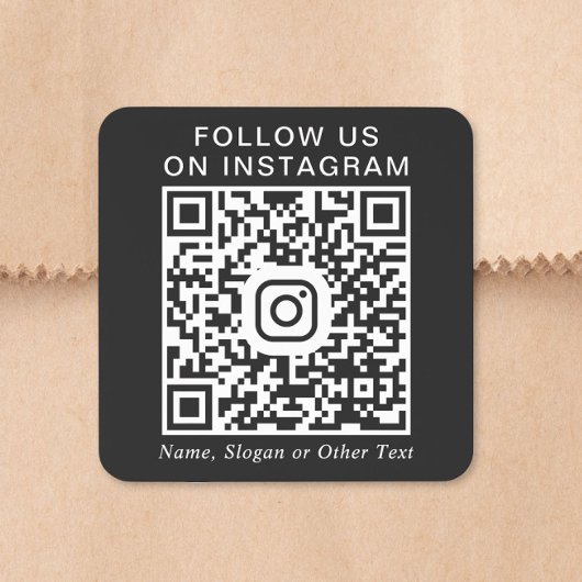 Instagram QR-code Zwart Vierkante Sticker