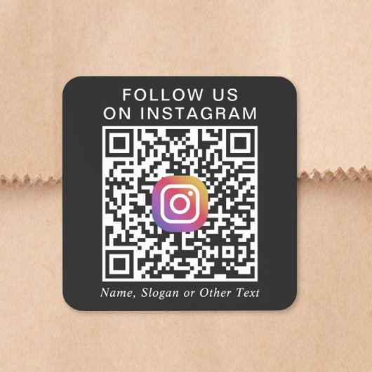 Instagram QR-code Zwart Vierkante Sticker
