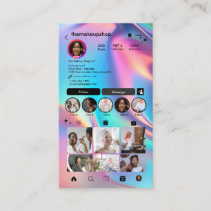 Instagram Roze Holografische QR Code Social Media Visitekaartje