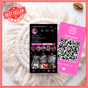 Instagram Roze Personal Trainer Neem contact met o Visitekaartje