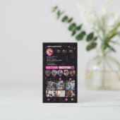 Instagram Roze & Zwart Personal Fitness Trainer Visitekaartje (Staand voorkant)