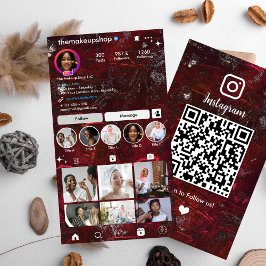 Instagram Rustieke Metallic Rode QR Code Social Me Visitekaartje