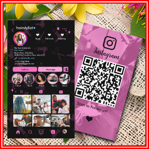 Instagram Scan om haarstyliste roze QR te verbinde Visitekaartje