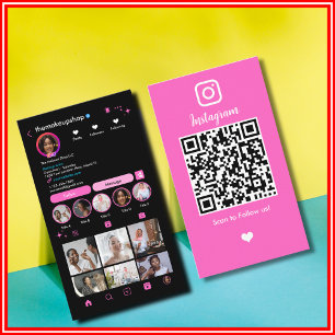 Instagram Scan om Make-up Artiest QR Pink te verbi Visitekaartje