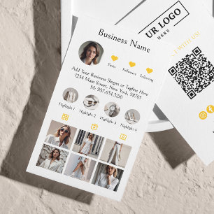 Instagram Scan om te verbinden QR-code Geel Visitekaartje