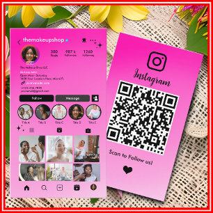 Instagram Schattig Roze Ombre QR Code Sociale Medi Visitekaartje