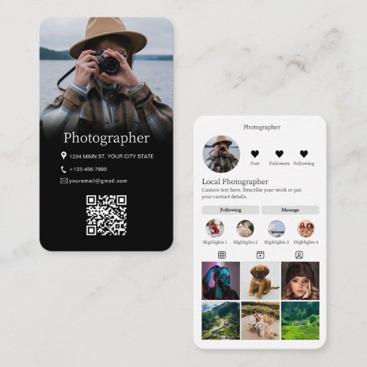 Instagram Social Media Profiel QR Code Visitekaartje (Voorkant / Achterkant)