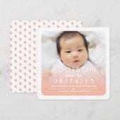 Instagram Square Baby Girl Birth Notice Aankondiging (Voorkant / Achterkant)