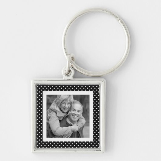 Instagram Square Photo BW Polka Dot Lijst Sleutelhanger (Voorkant)