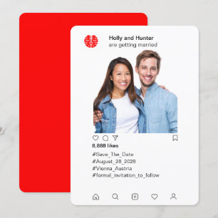 Instagram stijl Chinese trouwdatum save the date Kaart