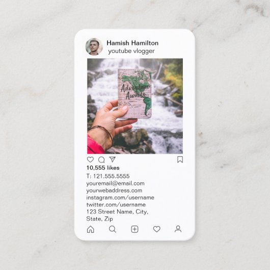 Instagram stijl met Faux Metallic Back Visitekaartje (Voorkant)