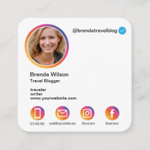 Instagram Style Blogger Travel mode Lifestyle Vierkante Visitekaartje