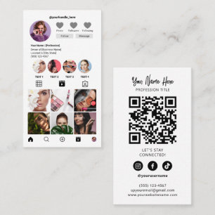 Instagram Style QR Code Modern Elegant Zwart Wit Visitekaartje
