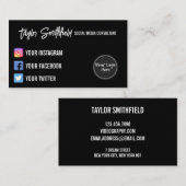 Instagram Twitter Calligraphy Visitekaartje (Voorkant / Achterkant)