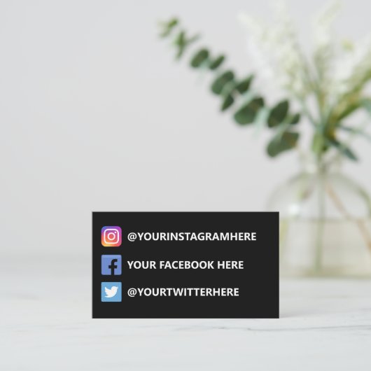 Instagram Twitter Facebook Visitekaartje (Staand voorkant)