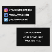 Instagram Twitter Facebook Visitekaartje (Voorkant / Achterkant)