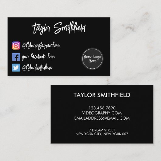 Instagram Twitter Facebook Visitekaartje (Voorkant / Achterkant)