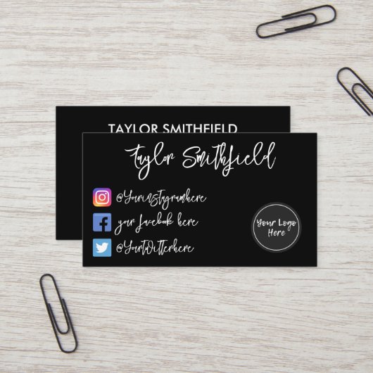 Instagram Twitter Facebook Visitekaartje (Voorkant / Achterkant in situ)