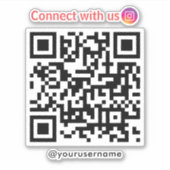 Instagram Verbind met ons QR code Wit Sticker (Voorkant)