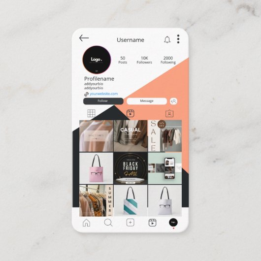 Instagram Visitekaartje Scan om QR-code te verbind (Voorkant)